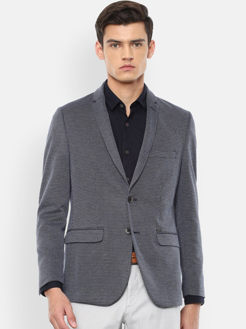 

Van Heusen Sport Men Grey Self-design Slim-Fit Single-Breasted Blazer
