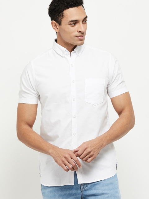 

max Men White Regular Fit Cotton Casual Shirt