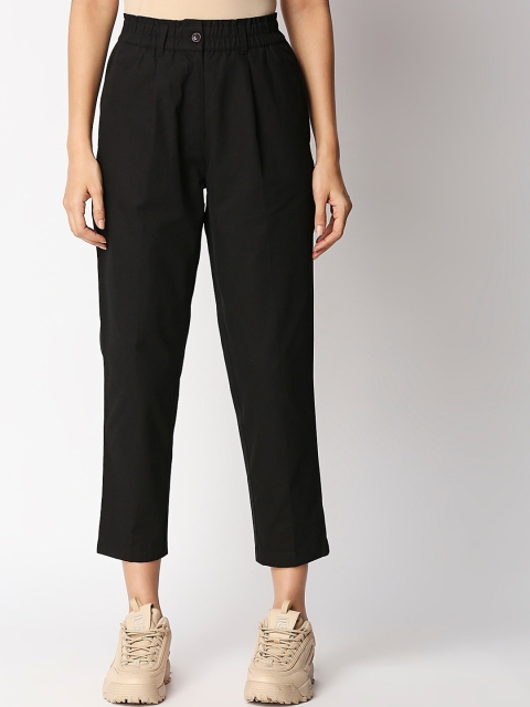 

20Dresses Women Black Loose Fit Cotton Trousers