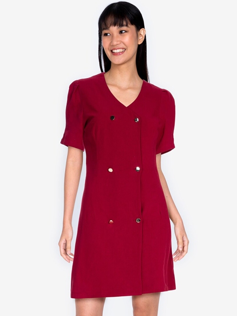 

ZALORA BASICS Red A-Line Button Down Dress