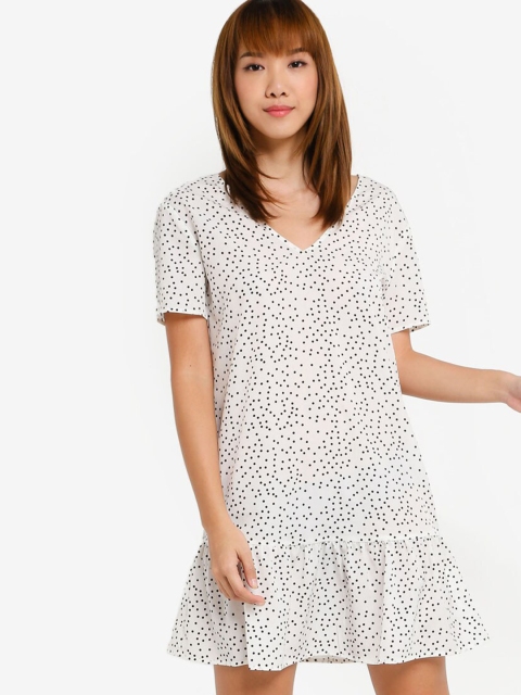 

ZALORA BASICS White & Black Printed A-Line Dress
