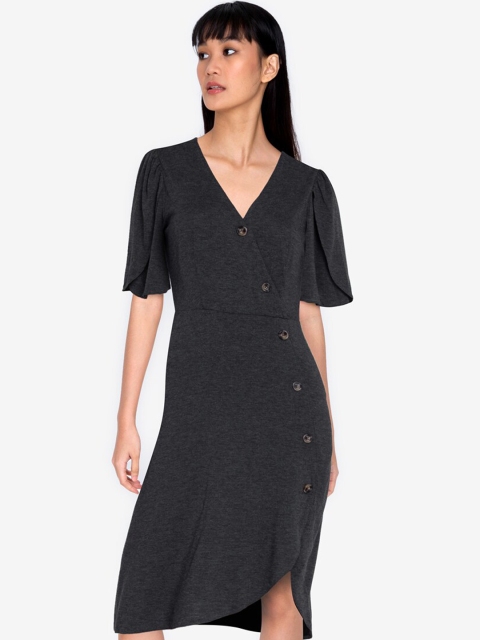 

ZALORA BASICS Grey Asymmetric Tea Dress