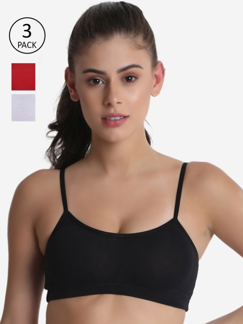 

XOXO Design Red & Black Pack Of 3 Non Padded Non Wired Bra