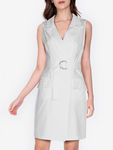 

ZALORA WORK White Solid Wrap Dress