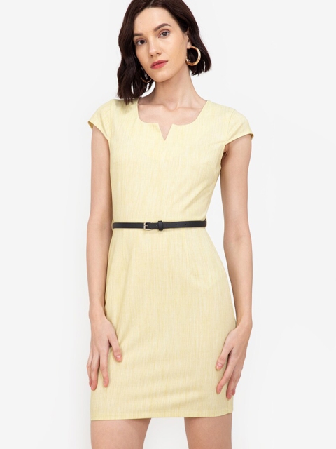 

ZALORA WORK Yellow & Black Belted Bodycon Dress