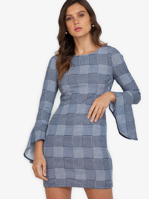 

ZALORA WORK Blue Checked Bodycon Mini Dress