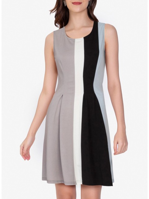 

ZALORA WORK Multicoloured Colourblocked A-Line Dress, Multi
