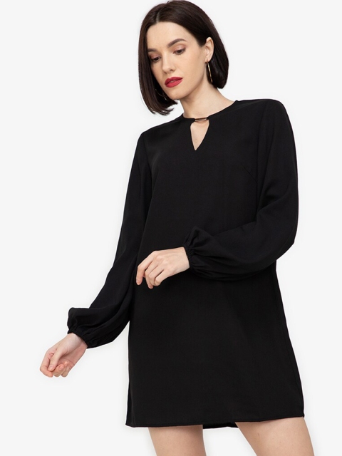 

ZALORA WORK Black Choker Neck A-Line Dress
