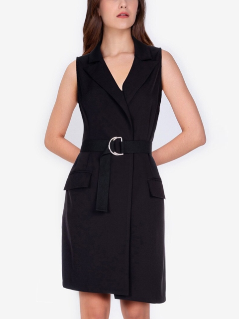 

ZALORA WORK Black Lapel Wrap Dress