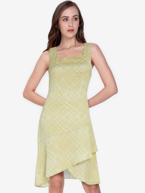 

ZALORA WORK Beige & White Asymmetric A-Line Dress