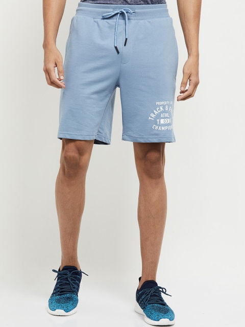 

max Men Blue Printed Regular Shorts