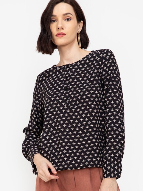 

ZALORA WORK Women Black & Beige Printed Tunic