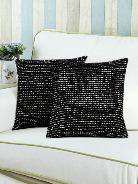 

Saral Home Black Set of 2 Patterned 16" x 16" Square Cushion Covers