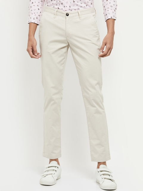 

max Men Beige Solid Casual Trousers