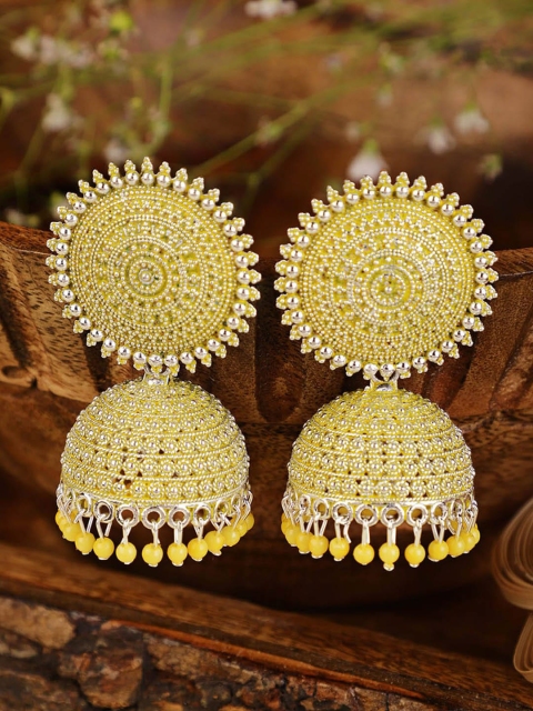 

Shining Diva Yellow Contemporary Jhumkas Earrings