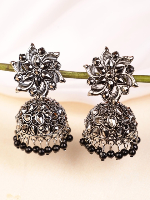 

Shining Diva Black Silver-Plated Jhumkas Earrings