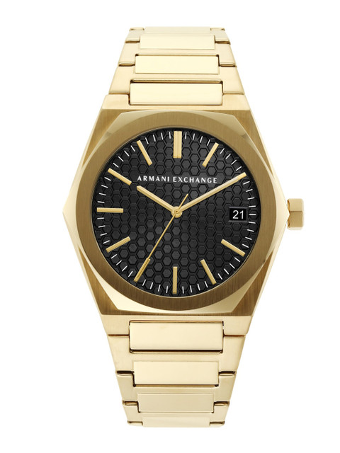 

Armani Exchange Men Black Dial & Gold Toned Bracelet Style Straps Analogue Watch AX2810