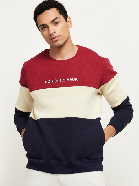 

max Men Red Colourblocked Sweatshirt