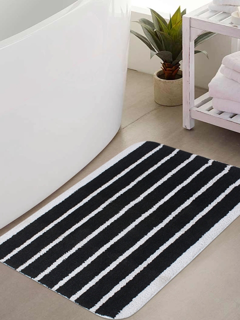 

Saral Home Black Striped Rectangular Bath Rug