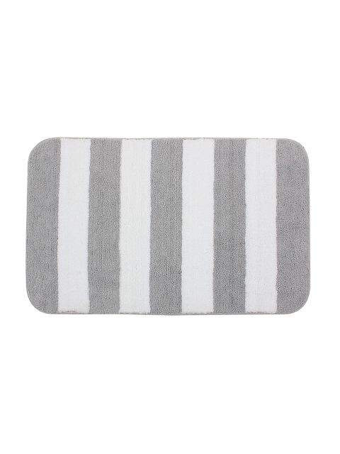 

Saral Home Grey & White Striped Rectangular Bath Rug