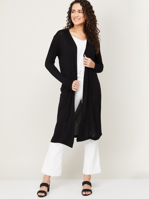 

CODE by Lifestyle Women Black Solid Long Line Shrug