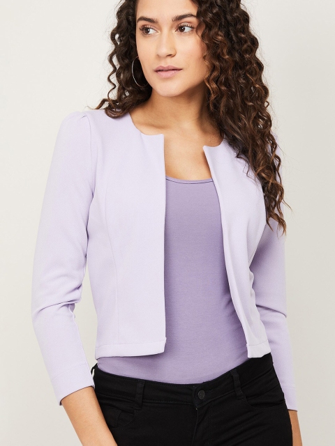 

CODE by Lifestyle Women Purple Solid Crop Shrug