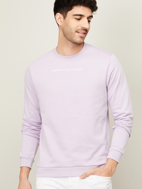 

SmileyWorld Men Lavender Printed Cotton Sweatshirt