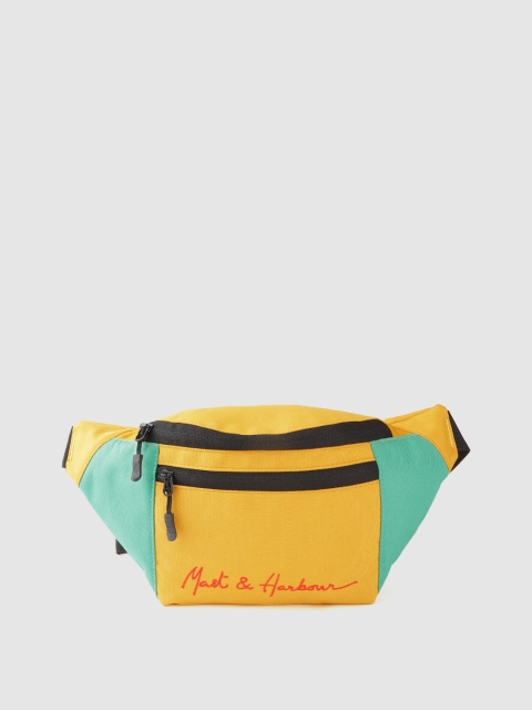 

Mast & Harbour Unisex Yellow & Sea Green Colorblocked Fanny Pack