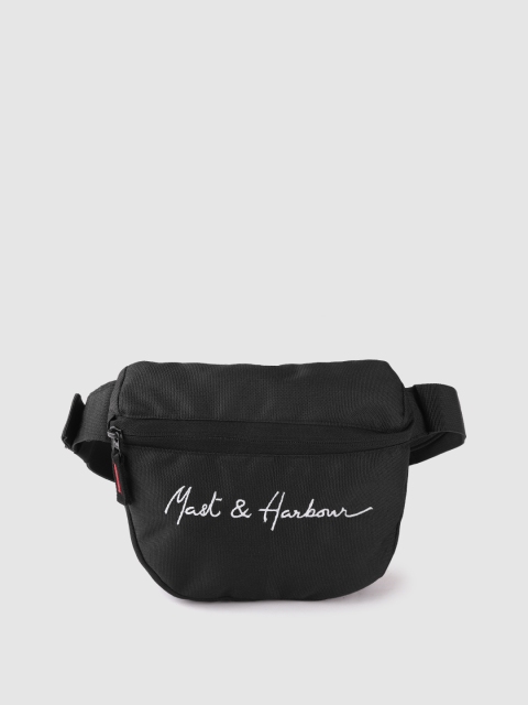 

Mast & Harbour Unisex Black Brand Logo Embroidered Waistpouch