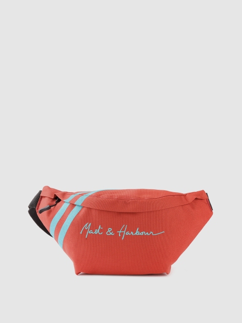

Mast & Harbour Unisex Maroon & Turquoise Blue Striped Waistpouch