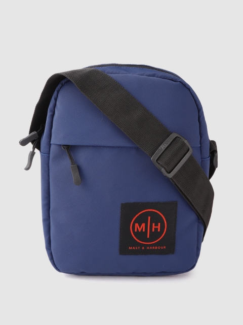 

Mast & Harbour Unisex Navy Blue & Red Brand Logo Print Waistpouch
