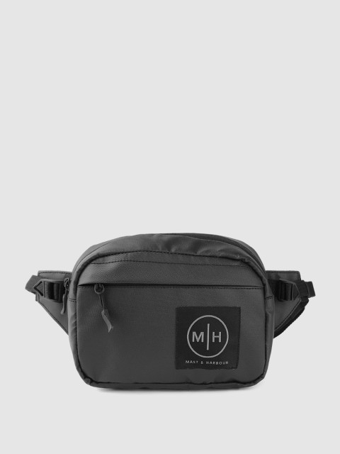 

Mast & Harbour Unisex Black Brand Logo Print Waistpouch