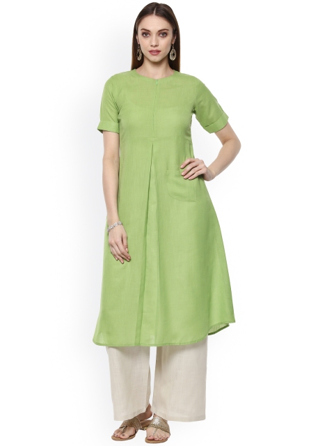 

Libas Women Green Solid A-Line Kurta