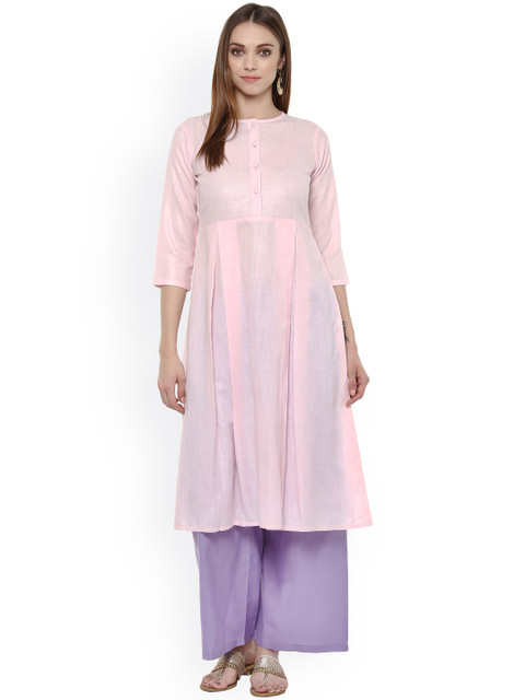 

Libas Women Pink Solid A-Line Kurta