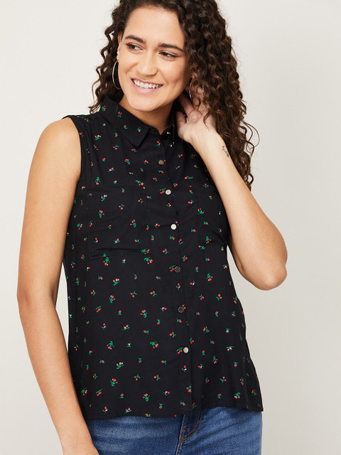 

Fame Forever by Lifestyle Black & Red Print Shirt Style Top