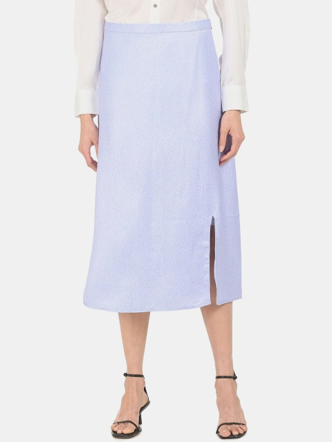 

Cherokee Women Blue Solid A-Line Midi Skirt