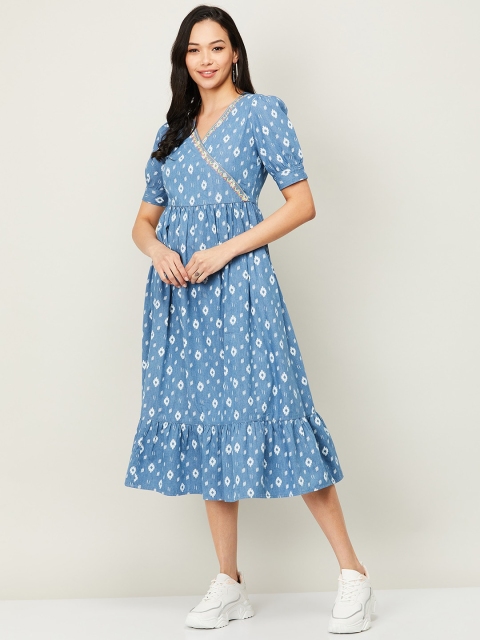 

Colour Me by Melange Women Blue Floral Midi Dress