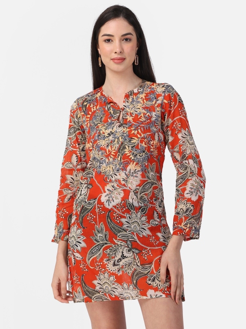 

Aditi Wasan Women Red & Grey Floral Printed Tunic