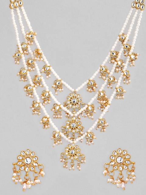 

Anouk Gold-Toned & White Kundan Studded Multi-Layered Jewellery Set
