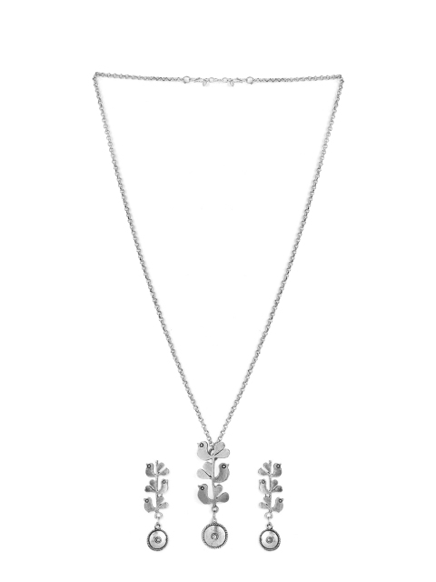 

Anouk Oxidised Silver Toned Bird motif Long necklace set