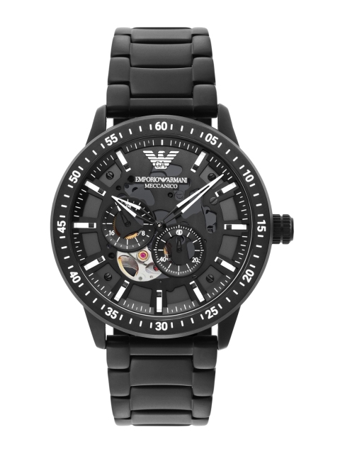 

Emporio Armani Men Black Skeleton Dial & Black Bracelet Style Analogue Automatic Watch