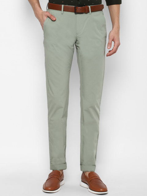 

Allen Solly Men Sage Green Slim Fit Trousers