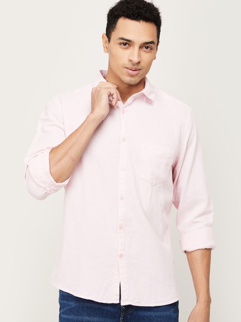 

CODE by Lifestyle Men Pink Regular Fit Linen Casual Shirt