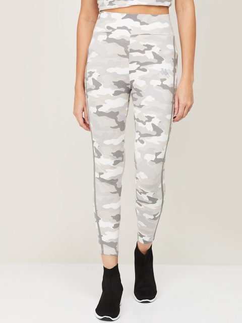 

Kappa Women Grey & White Printed Tights