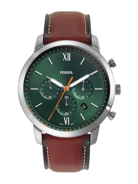 

Fossil Men Green Dial & Brown Leather Straps Analogue Watch FS5902