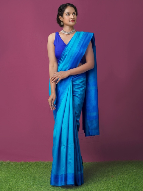 

Unnati Silks Blue Silk Cotton Mysore Silk Saree