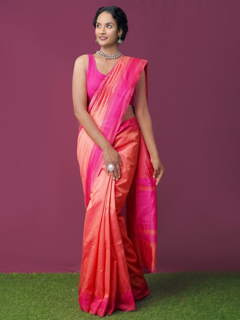 

Unnati Silks Pink Woven Design Silk Cotton Mysore Silk Saree