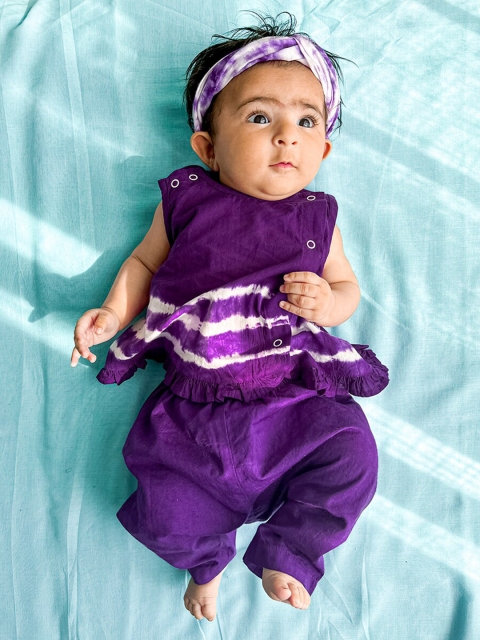 

Tiber Taber Girls Purple & White Tie & Dye Sleeveless Co-Ords