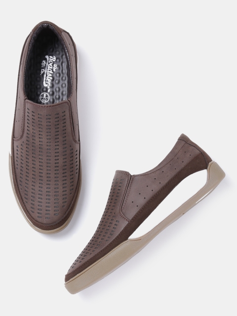 

Roadster Men Brown Slip-On Sneakers with Cut-Out Detail