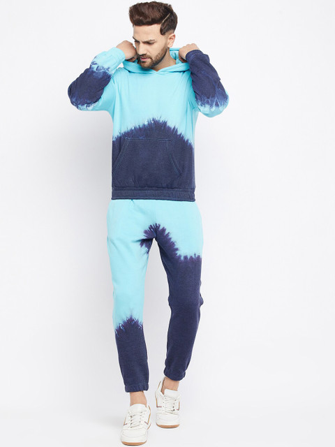 

FUGAZEE Men Blue Ombre Dyed Oversized-Fit Tracksuits